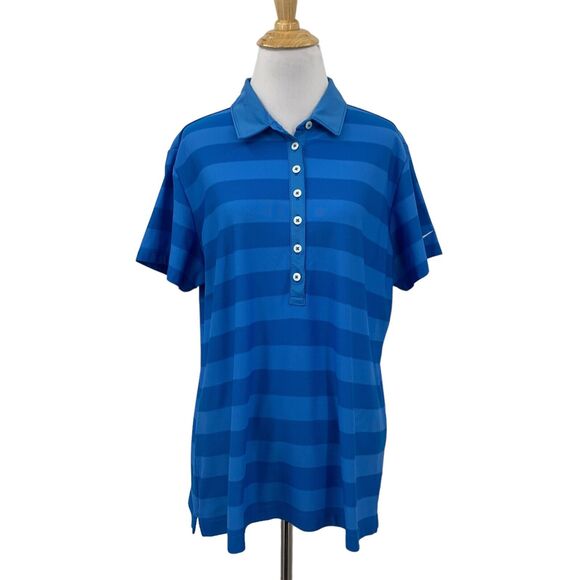 Nike Shirt Womens XL Extra Large Striped Dri Fit Performance Polo Blues Clues - Picture 1 of 12